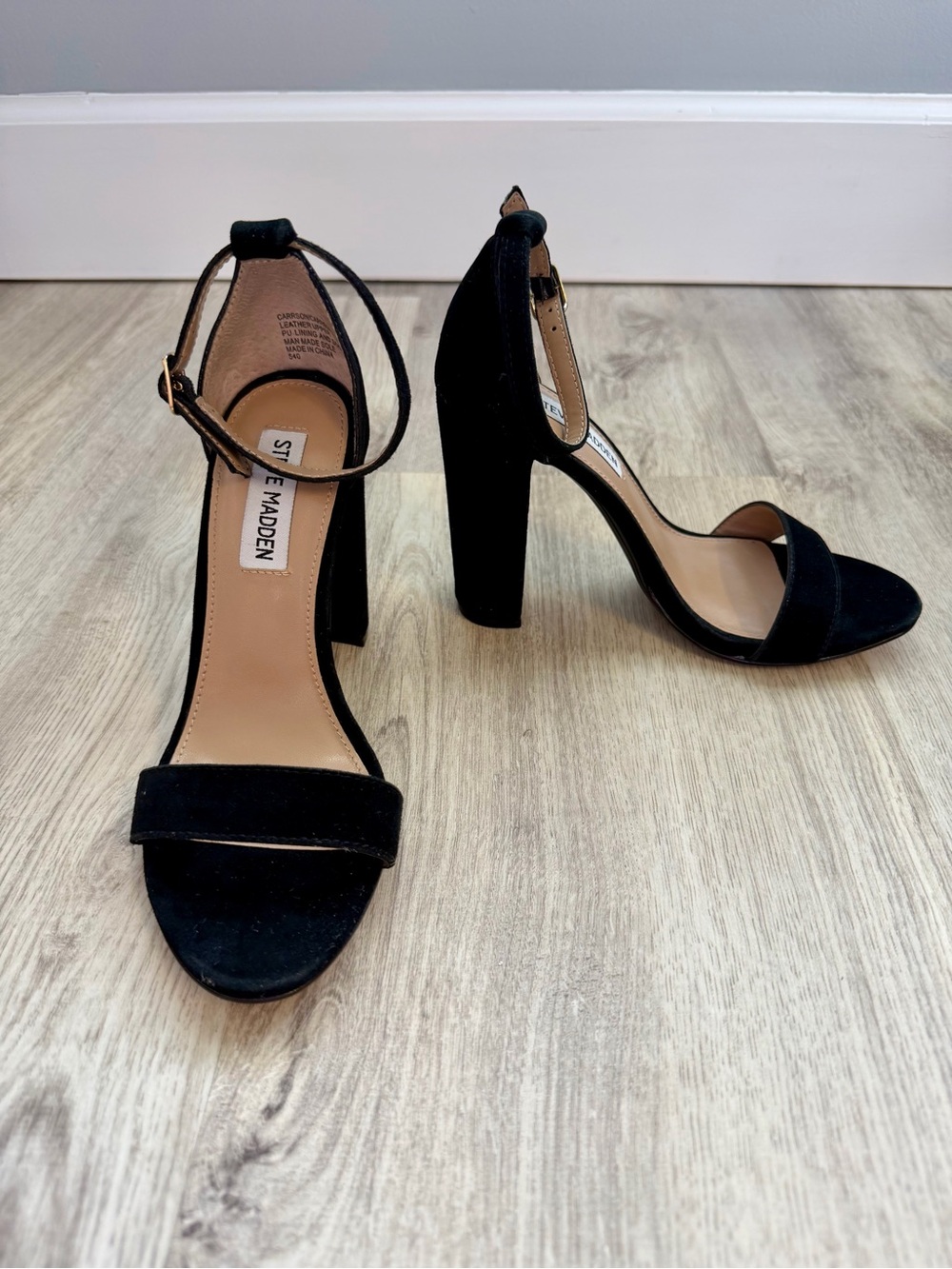 Steve Madden Black Suede Block Heel Sandals
